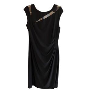 Lauren Ralph Lauren Sheer Cut Out Ruched Stretch Jersey Dress Black 12 NWT